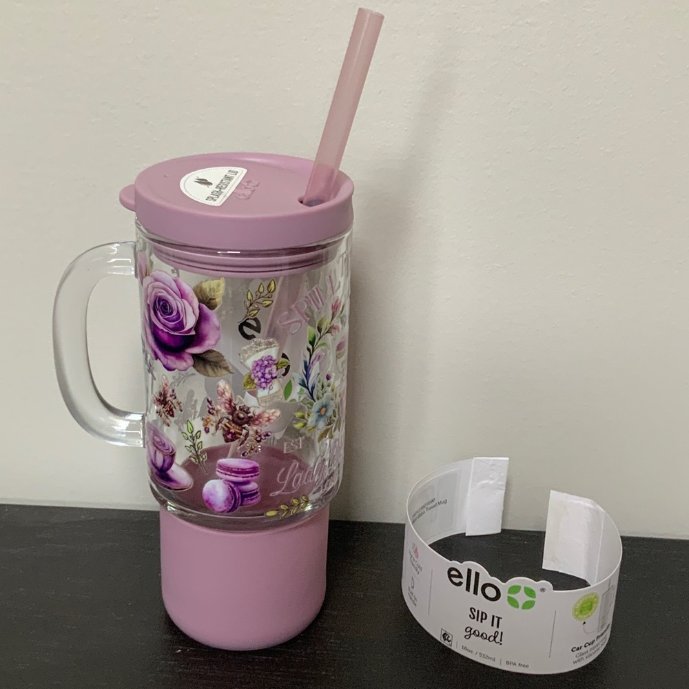 Ello BRIDGERTON Floral Tumbler with Straw - Picture 2 of 8